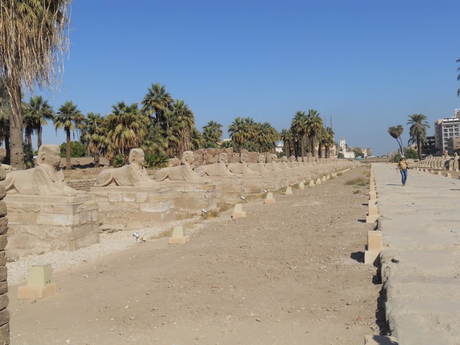 Sphinxallee im Tempelbezirk Karnak bei Luxor